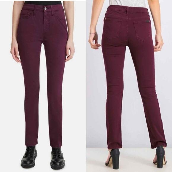 Jen7 Sateen Slim Straight 7 For All Mankind Stretch Pants Size 4 Purple - Picture 9 of 10